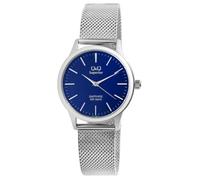 Montre bracelet résistante à l'eau Q&Q classique mailles italiennes Quartz acier S03A-004VY