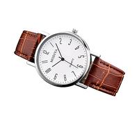 Montre bracelet romain créative pour homme avec calendrier et cadran classique - Montre de chemin de fer approuvée, marron, taille unique