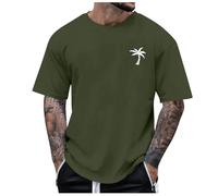 Montre-bracelet Smart Plage Little Tree Print T-shirt Blouse Manches courtes O Tops T-shirt Homme Maillot de corps avec col en V, Vert foncé., L6