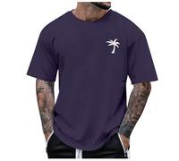 Montre-bracelet Smart Plage Little Tree Print T-shirt Blouse Manches courtes O Tops T-shirt Homme Maillot de corps avec col en V, Violet foncé., XL