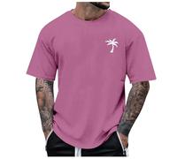 Montre-bracelet Smart Plage Little Tree Print T-shirt Blouse Manches courtes O Tops T-shirt Homme Maillot de corps avec col en V, Rose, 3XL