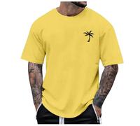 Montre-bracelet Smart Plage Little Tree Print T-shirt Blouse Manches courtes O Tops T-shirt Homme Maillot de corps avec col en V, jaune, XL