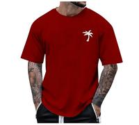 Montre-bracelet Smart Plage Little Tree Print T-shirt Blouse Manches courtes O Tops T-shirt Homme Maillot de corps avec col en V, rouge, M