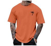 Montre-bracelet Smart Plage Little Tree Print T-shirt Blouse Manches courtes O Tops T-shirt Homme Maillot de corps avec col en V, Orange, XXL