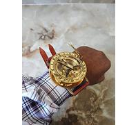 Montre-bracelet Steampunk en laiton poli doré avec boussole et cadran solaire, boussole nautique, cadeau de Noël