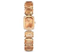 Montre, Bracelet taille octogone, Marron, Finition champagne doré OS