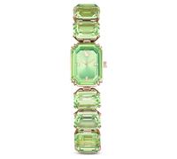 Montre, Bracelet taille octogone, Verte, Finition champagne doré OS