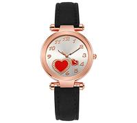 Montre-bracelet tendance décontractée en alliage avec cœur mignon - Montre à quartz avec bracelet en cuir - Montre analogique pour femmes et couples - Bracelets qui s'allument, Argenté., taille unique