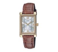 Montre bracelet unisexe - CASIO - LTP-1234PGL-7AEG - Bracelet cuir marron - Cadran blanc - Boîtier doré