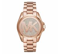 Montre Bradshaw MK6437 pour femme - Cadran pavé cristal MK logo, boîtier acier 38 mm, bracelet rose, étanche 100 m