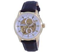 Montre Bulova Classic Sutton Blanc Automatique Habillé Cuir 97A138 Homme