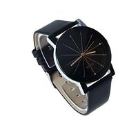 Montre Cadran Horloge Bracelet Cuir Boîtier Rond BK, Noir , taille unique