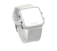 Montre calendrier pour homme et femme LED en silicone blanc jour/date montre de chemin de fer pour homme, blanc, taille unique