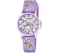 Montre Calypso pour Enfants K5776/6 Junior Collection Boîtier en Acier Inoxydable Gris Bracelet en Plastique Violet