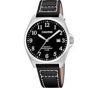 Montre Calypso pour Homme K5868/4 Basic Boîtier en Acier Inoxydable Gris Bracelet en Cuir Noir