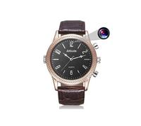 Montre Caméra Espion Full HD 1080p Bracelet Cuir Vision Nuit Détection Mouvement ROM 32 Go Or