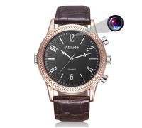 Montre Caméra Espion Full HD 1080p Bracelet Cuir Vision Nuit Détection Mouvement ROM 32 Go Or