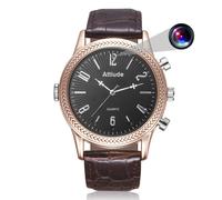 Montre Caméra Espion Full HD 1080p Bracelet Cuir Vision Nuit Détection Mouvement ROM 64 Go Or YONIS