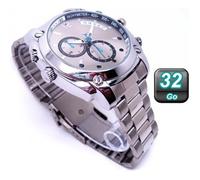 Montre Camera Espion Luxe Argent 32 Go Full HD 1080P Vision de Nuit Mini Photo