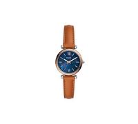 Fossil Montre pour femmes Carlie Mini, mouvement à quartz, boîtier en acier inoxydable argenté de 28 mm avec bracelet en cuir, ES4701