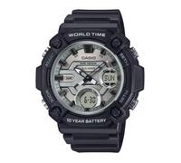 Casio Montre AEQ-120W-7AV Oversize Batterie 10 ans Étanche 100m Double affichage Noir