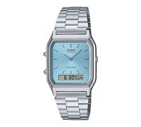 Montre CASIO AQ-230A-2A1 rétro vintage cadran bleu | double heure | acier ino...