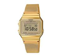 Casio Montre Quartz Unisexe 36.00mm avec Cadran LCD Digitale et Bracelet en Mesh Bracelet Or A700WEMG-9AEF