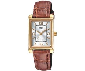 Montre Casio Femme Boîtier Doré Bracelet En Cuir Marron LTP-1234PGL-7AEG