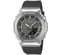 Casio G-Shock GM-S2110-1A1ER Montre Analogique-Numérique Homme, Boîtier Acier Inoxydable Argent, Bracelet Résine Noir, Résistant à L'eau 20 Bar