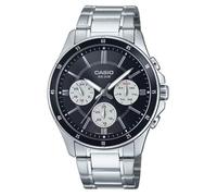 Montre - CASIO - Fond noir avec 3 cadrans - Etanche 50 m - Acier inoxydable - Quartz