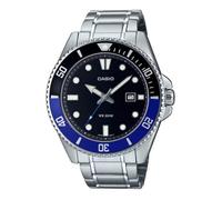 Montre - Casio - Sous marine 200 m - Cadran noir - Lunette rotative noir/bleu - Acier inoxydable