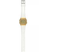 Casio Montre Quartz Unisexe 36.00mm avec Cadran Or Digitale et Bracelet en Plastic/Resin Bracelet Transparent A168XESG-9AEF