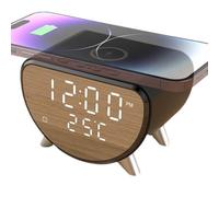 Montre chargeur sans fil - Station de charge rapide de 15 W avec affichage de la température, réveil de table multifonctionnel | Te In 1 recharge sans fil pour téléphones portables, thermomètre,