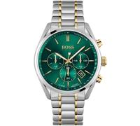 Montre Chronographe Hugo Boss Champion Pour Homme 1513878 - Cadran Vert, Bracelet Acier Bicolore Argenté