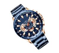 Montre chronographe pour homme - Montre-bracelet d'affaires de luxe, style bracelet mécanique, accessoire élégant à la mode, outil de chronométrage de précision, tenue formelle et décontractée pour le