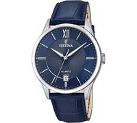 Festina Montre pour Homme F20426/2 Acero Clasico Boîtier en Acier Inoxydable Gris Bracelet en Cuir Bleu