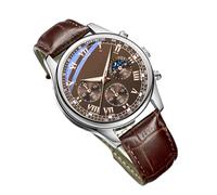 Montre classique pour homme - Style décontracté - Bracelet en cuir - Design élégant - Met en valeur le mouvement moderne et fiable - Prend en charge les routines ponctuelles en toute confiance pendant