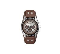 Fossil Montre pour hommes Coachman, mouvement chronographe à quartz, boîtier en acier inoxydable de 45 mm avec bracelet en cuir véritable, CH2565