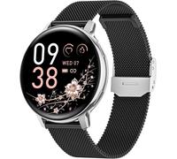 Montre Connect¿¿e Femme avec Appel, 1.39"" HD Smartwatch avec 120+ Sport, 24H Fr¿¿quence Cardiaque, Sant¿¿ Au F¿¿minin, Sommeil, SpO2, Podom¿¿tre, Calories IP68 Montre Femme Android iOS Argent¿¿ Noir