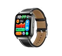 Montre Connectée 1,83 Pouces Appels Bluetooth Fréquence Cardiaque IP68 Black Vegan Leather Band YONIS