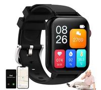 Montre Connectée 4G, Montre Pour Personnes Âgées Avec Détection De Chutes, Appel D'urgence SOS, Détection De Chutes, Positionnement GPS, Appels Vidéo Bidirectionnels, Étanchéité Ip67 Black