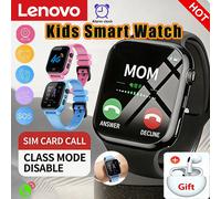 Montre connectée 5G pour enfants Lenovo 2027, GPS, SOS, appel vidéo, caméra HD, étanche, prise en charge de la carte SIM, écouteurs, montre pour enfants pour garçons et filles Black add Black