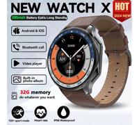 Montre Connectée Amoled Pour Hommes,Lecteur De Vision Surround 3d,Grande Mémoire De 4 Go,Ip68,X Écouteurs Tws Pour Oppo Watch X,1.43 -Noir Leather