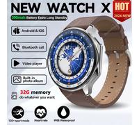 Montre Connectée Amoled Pour Hommes,Lecteur De Vision Surround 3d,Grande Mémoire De 4 Go,Ip68,X Écouteurs Tws Pour Oppo Watch X,1.43 -Argent Leather