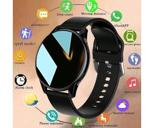Montre connectée, appel/numérotation sans fil, plusieurs modes sportifs, alerte et rejet d'appel entrant, rappel de SMS, fond d'écran personnalisable, compatible avec iPhone/Android Noir - taille uniq