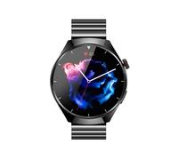 Montre connectée, appels Bluetooth, fréquence cardiaque et tension artérielle Noir + Acier Noir