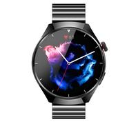 Montre connectée, appels Bluetooth, fréquence cardiaque et tension artérielle Noir + Acier Noir