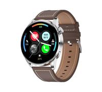 Montre Connectée Appels Bluetooth Suivi Cardiaque IP68 Écran 1,32 Pouce Sliver + Leather Strap Brown YONIS