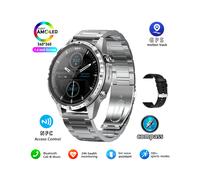 Montre connectée avec boussole d'extérieur, bracelet en acier noir, GPS intégré, 5 touches, écran HD