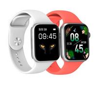 Montre connectée avec cadran carré DCU COLORFUL 2 en blanc et rouge avec écran tactile 1,91"", connectivité GPS, WiFi 5, bluetooth